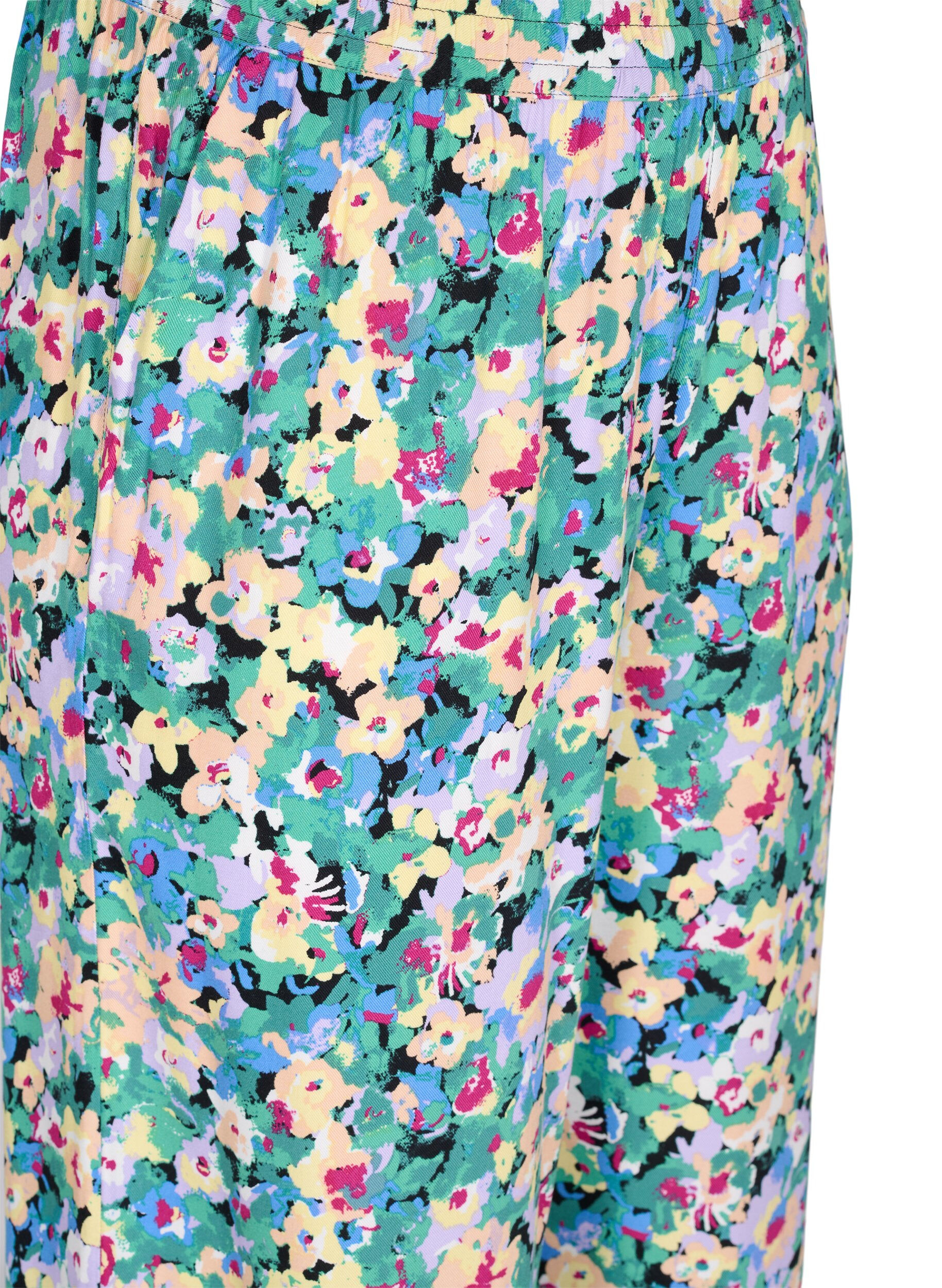 Zizzi Losse viscose broek met print, Multi AOP, Packshot image number 2