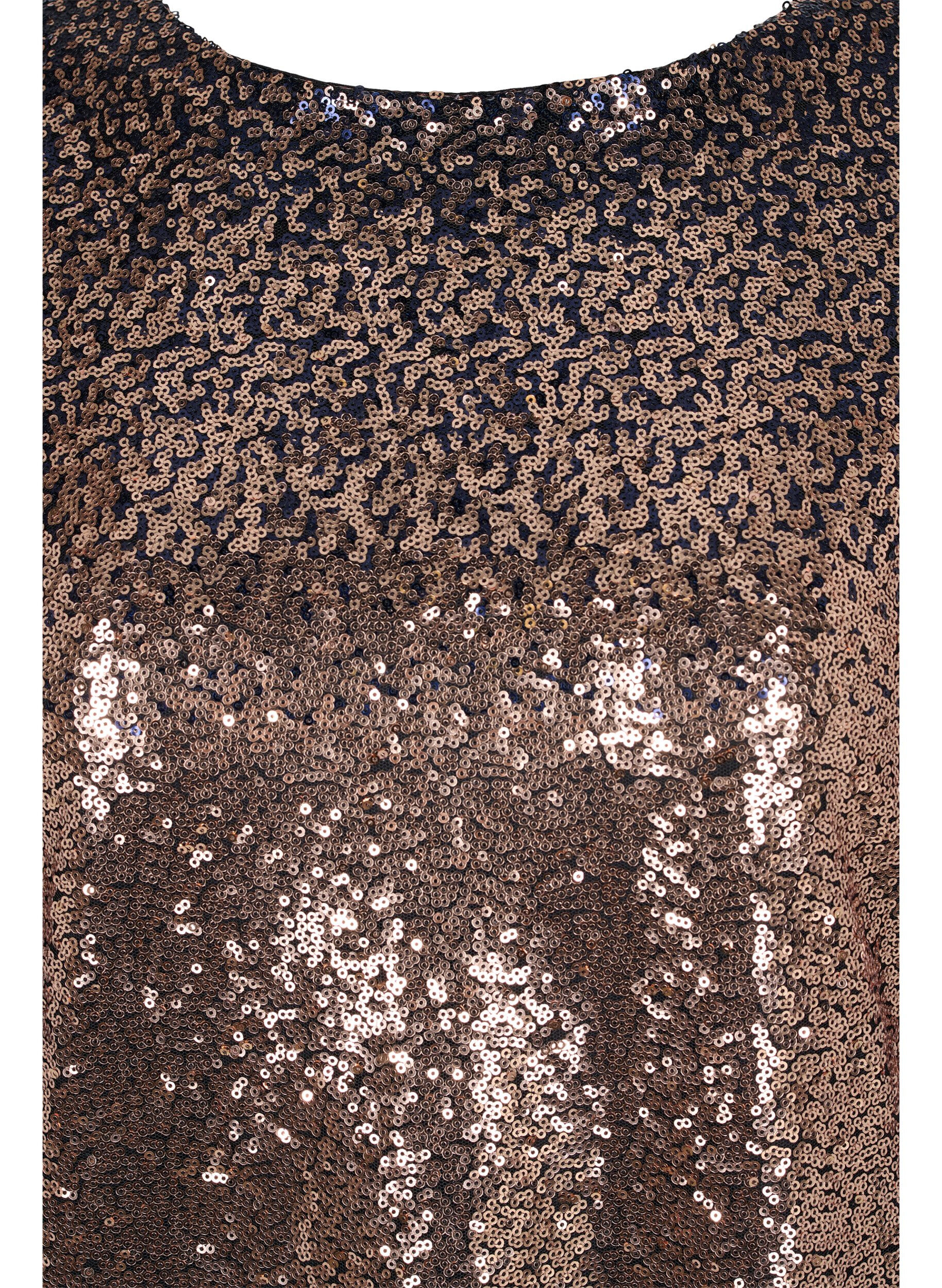 Zizzi Paillettenjurk met ballonmouwen, Evening Blue Cobber, Packshot image number 2