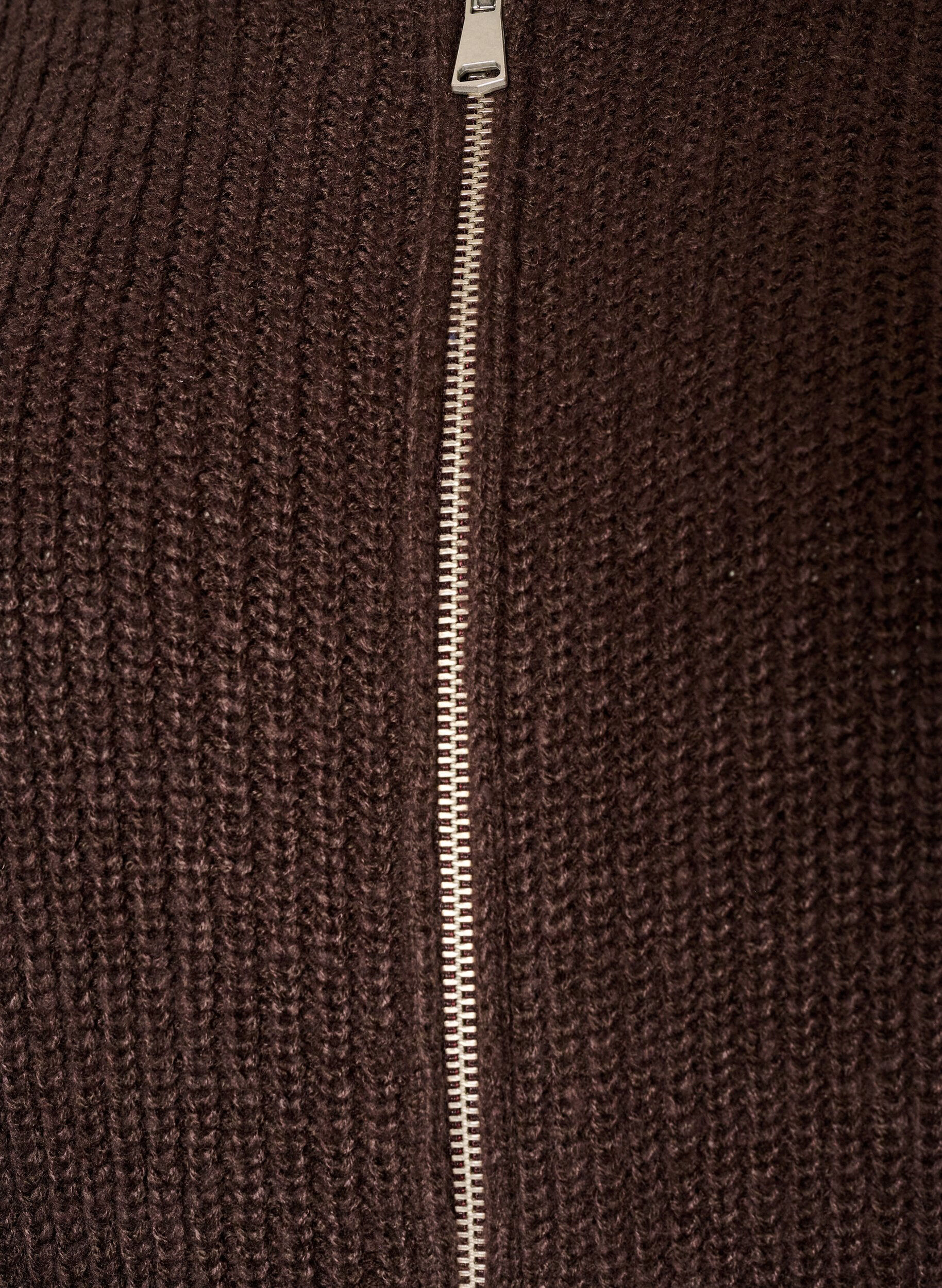 ZizziGebreid vest met rits, Bruin, Packshot image number 2