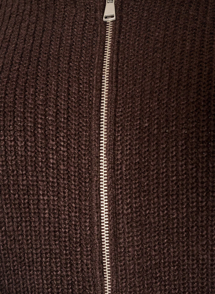 Gebreid vest met rits, Bruin, Packshot image number 2