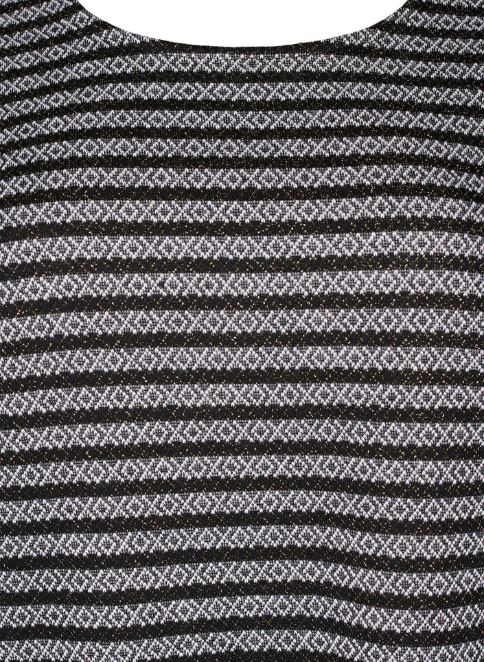 Blouse met ronde hals en gestreept patroon, Black Stripe, Packshot image number 2