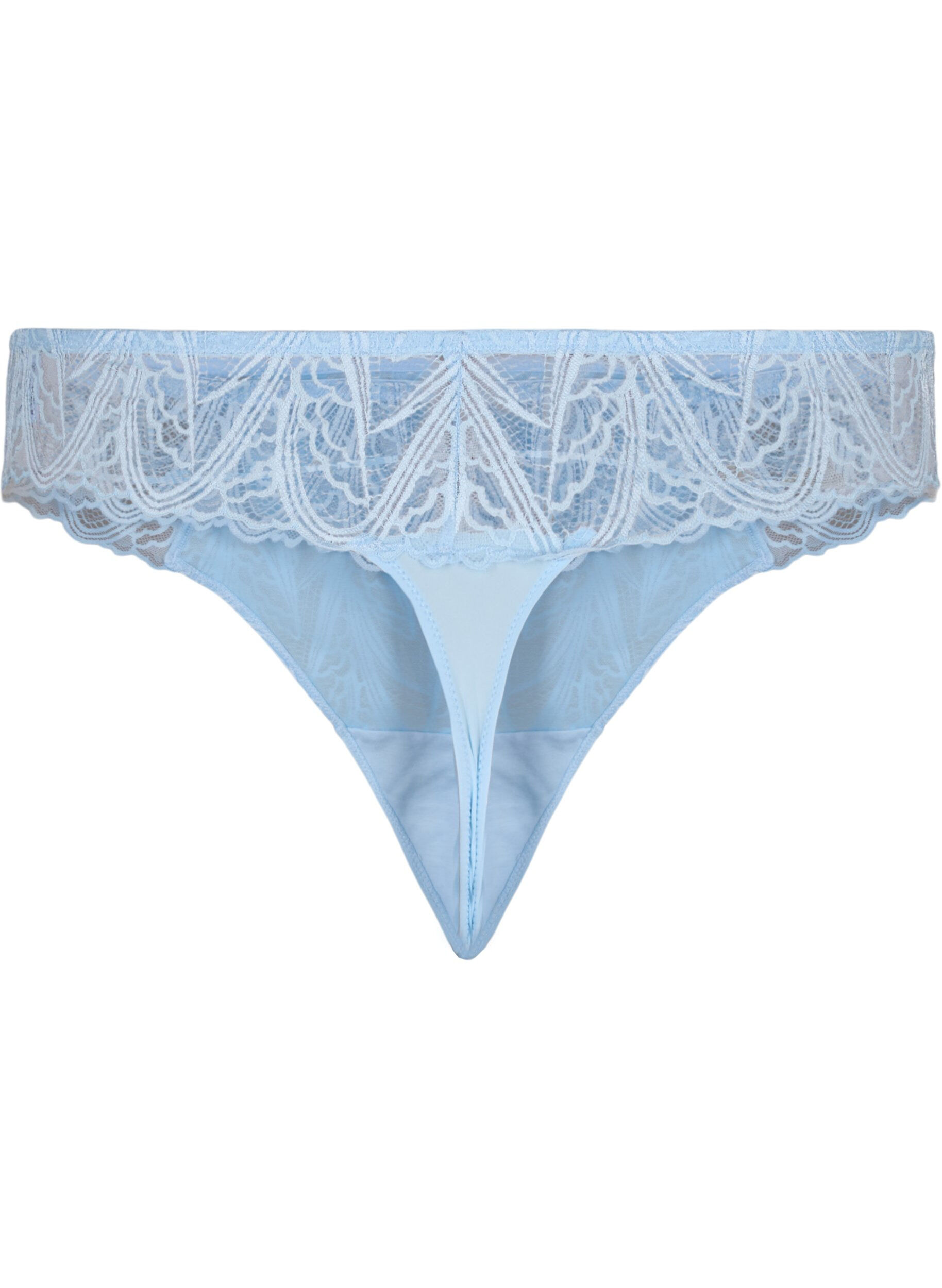 Zizzi G-string slip met kant en een normale taille, Blauw, Packshot image number 1