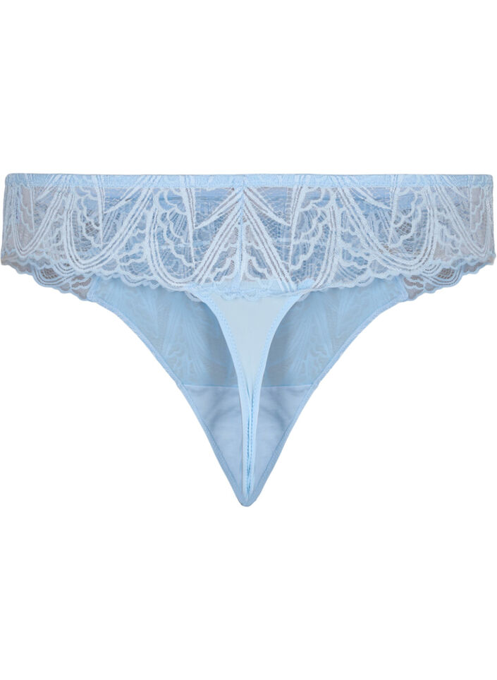 G-string slip met kant en een normale taille, Blauw, Packshot image number 1