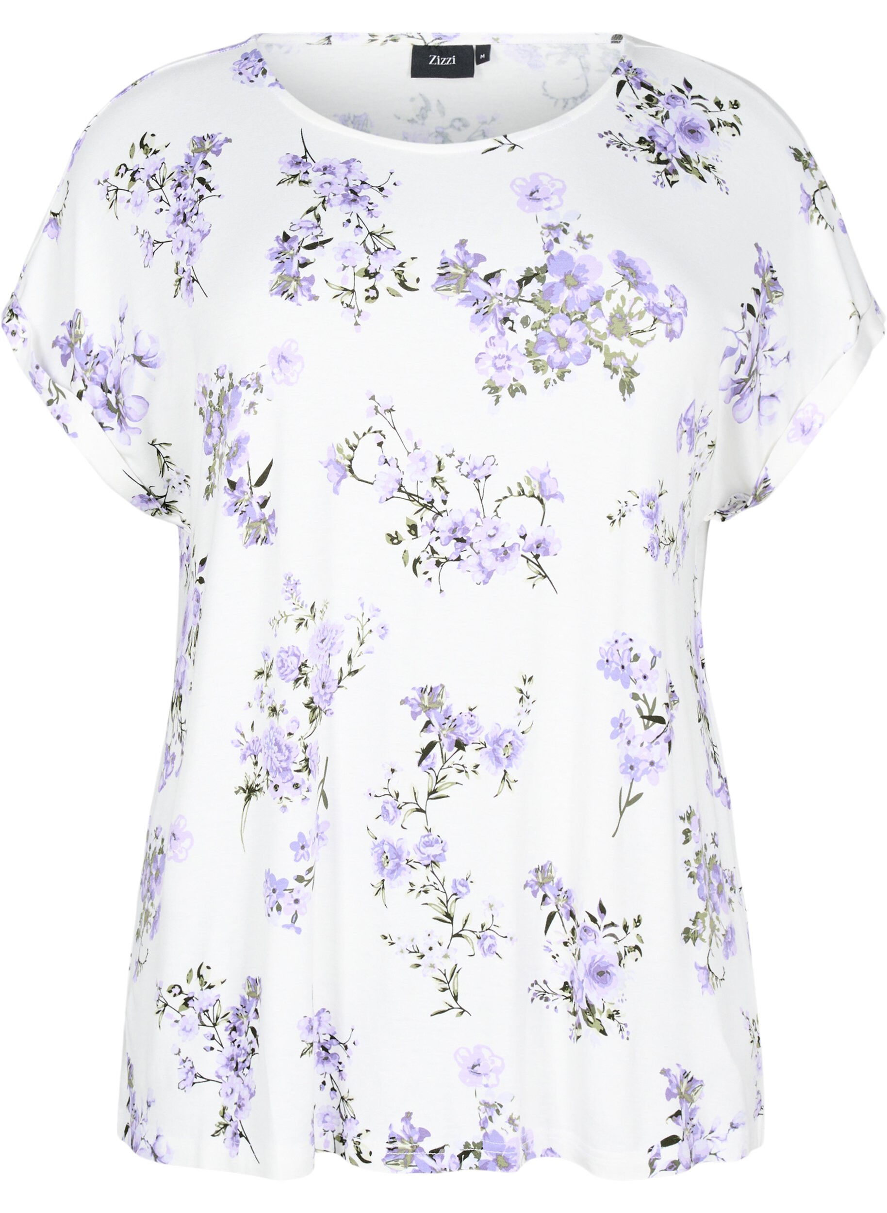 Zizzi T-shirt met bloemenprint, Paars, Packshot image number 0