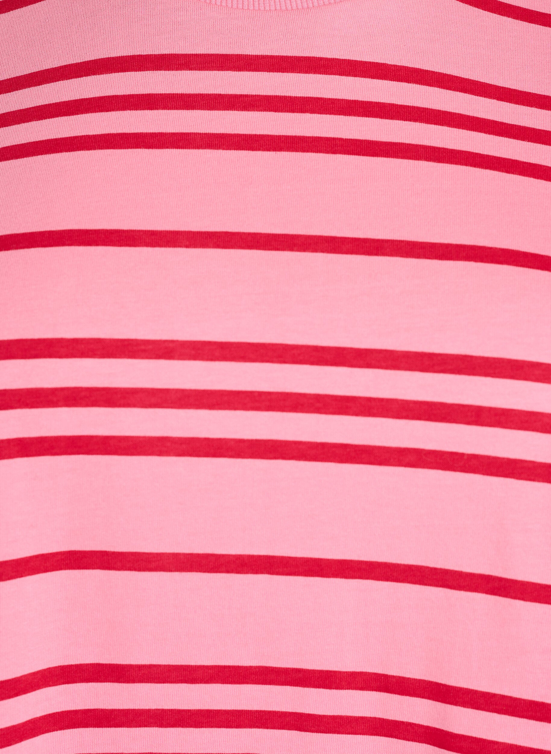 Zizzi Gestreept katoenen T-shirt, Roze, Packshot image number 2