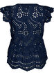Mouwloze blouse met broderie anglaise en ruches, Blauw, Packshot image number 1