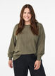 Breisel blouse met middennaad en raglan mouwen, Groen, Model image number 0