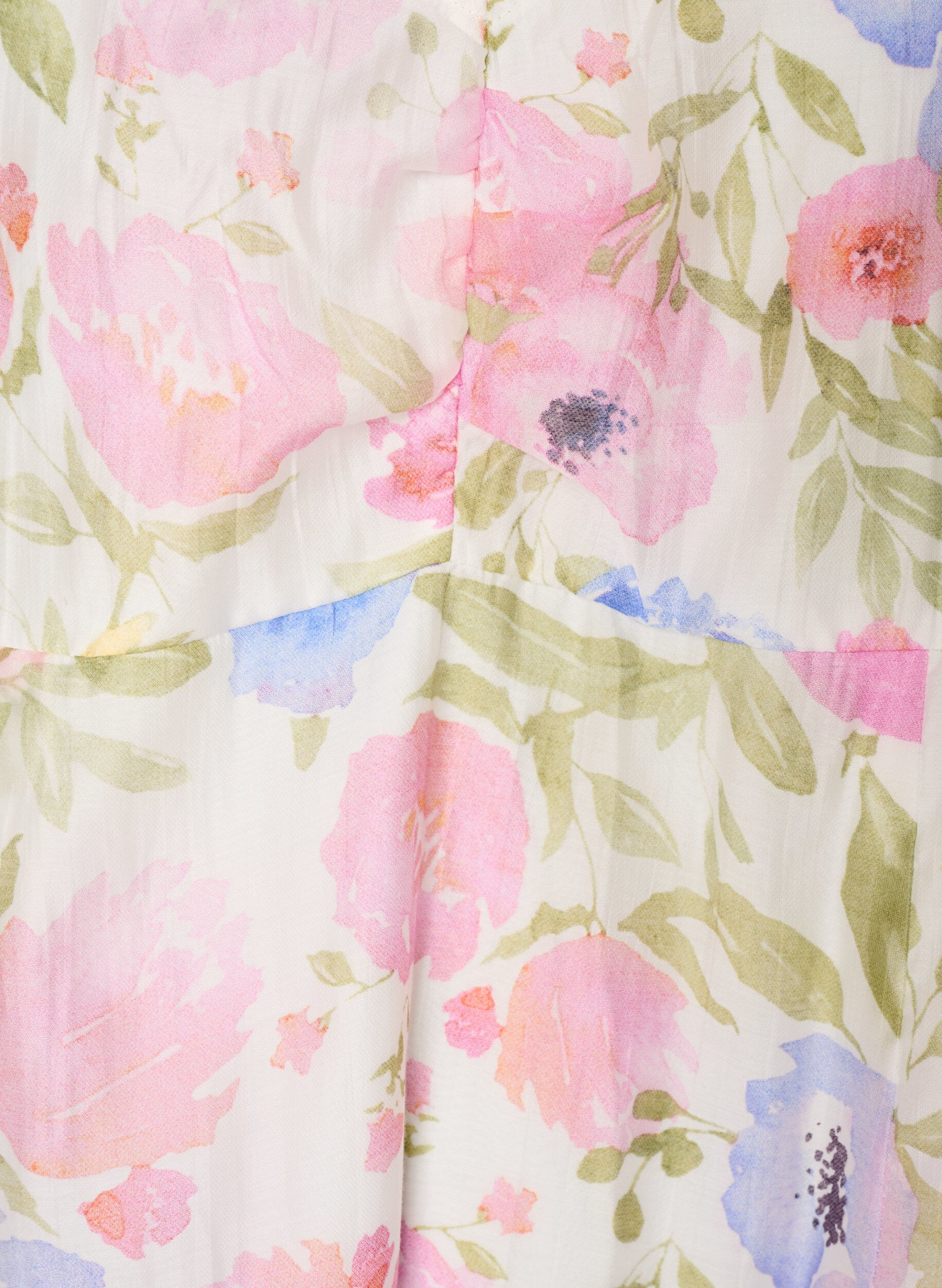 Zizzi Floral empire-lijn jurk met een wijde V-hals, Wit, Packshot image number 2