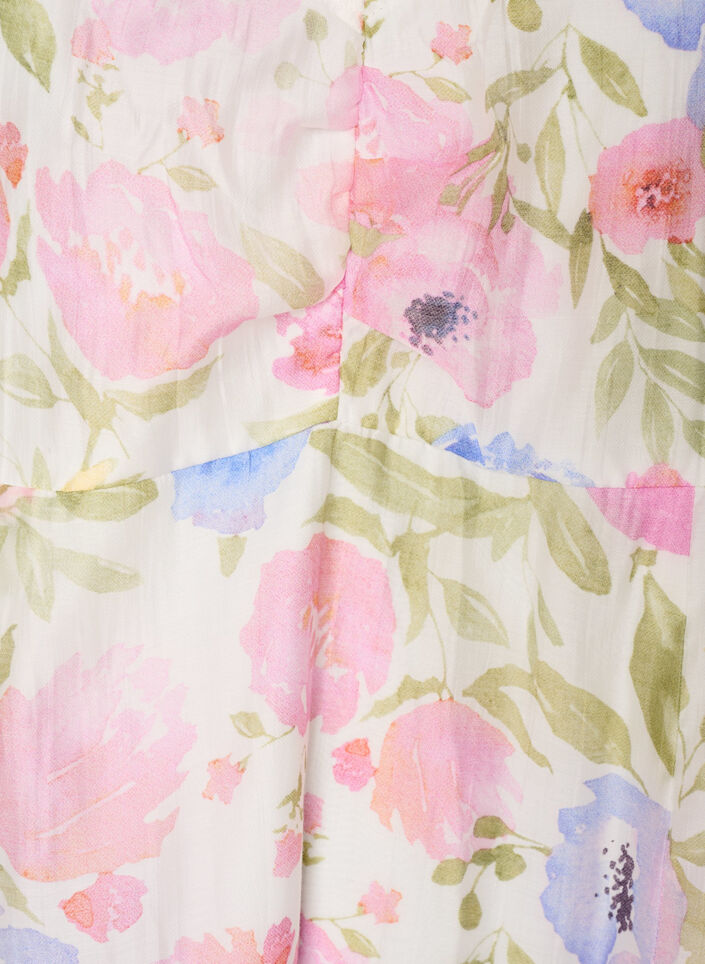 Floral empire-lijn jurk met een wijde V-hals, Wit, Packshot image number 2