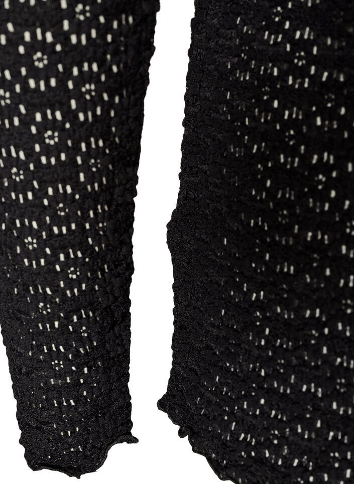 Blouse met ajourpatroon en lange mouwen, Zwart, Packshot image number 3