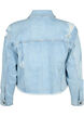 Kort spijkerjasje met distressing details, Light Blue Denim, Packshot image number 1