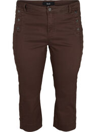 Nauwsluitende capri broek met splitjes, Dark Brown