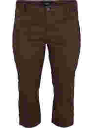 Nauwsluitende capri broek met splitjes, Dark Brown