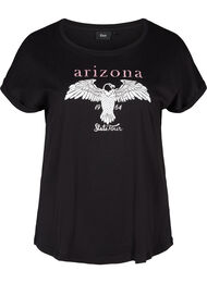 Katoenen t-shirt met korte mouwen en print, Black w. Arizona 