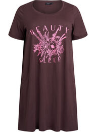 Nachtjapon met korte mouwen van biologisch katoen, Bruin