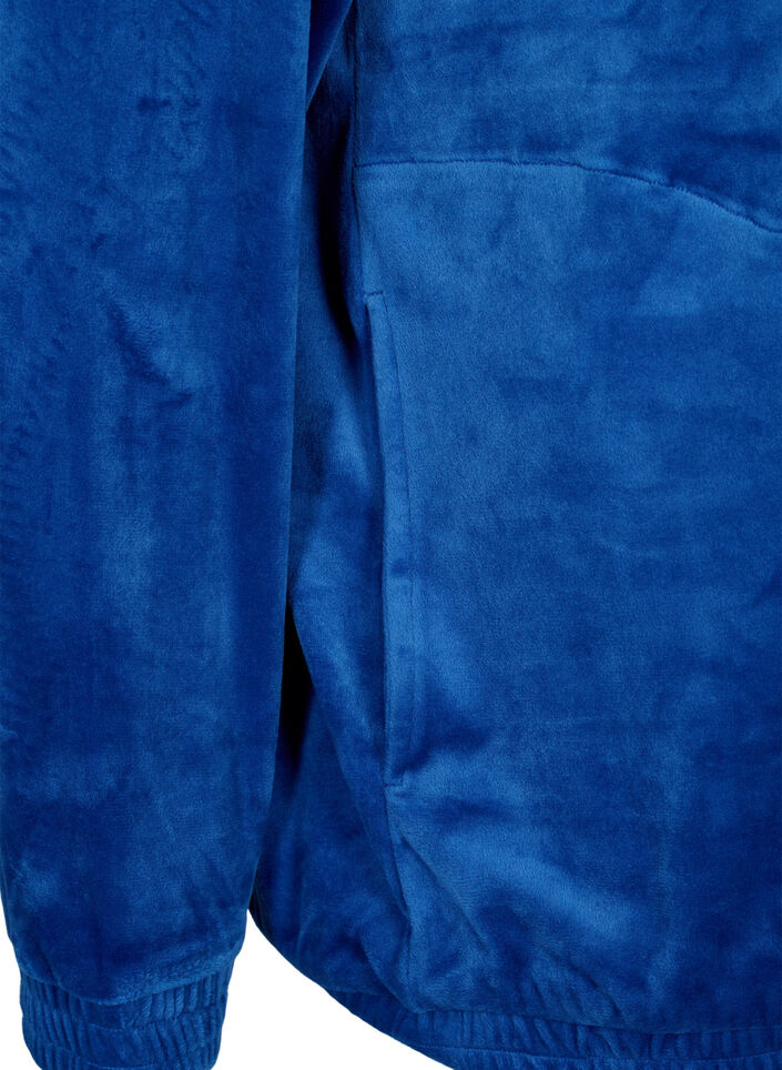 Velours vest met rits en capuchon, Blauw, Packshot image number 3