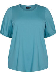 Katoenen t-shirt met 2/4 mouwen, Brittany Blue