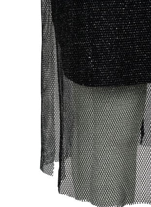 Net-jurk met lange mouwen, Black w. Silver, Packshot image number 3