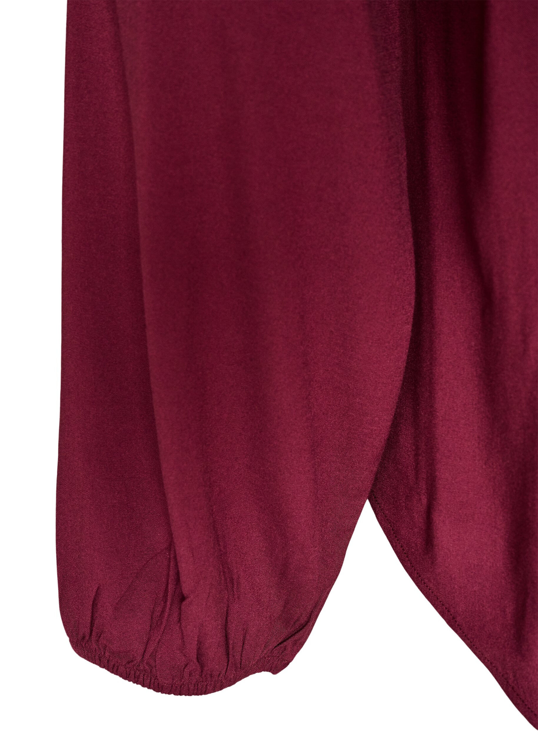 ZizziViscose blouse met V-hals en afgeronde zoom, Rood, Packshot image number 3