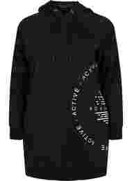 Lang sweatshirt met capuchon en print, Black w. Logo Print