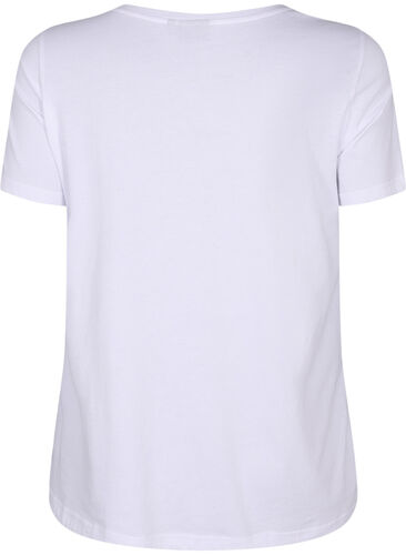 Katoenen t-shirt met opdruk op de voorkant, Bright White FLOWER, Packshot image number 1