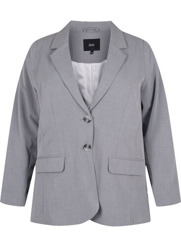 Eenvoudige blazer met zakken, Medium Grey Melange, Packshot image number 0