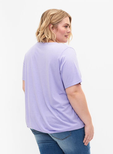 	 Gemêleerd t-shirt met elastische rand, Lavender Mél, Model image number 1