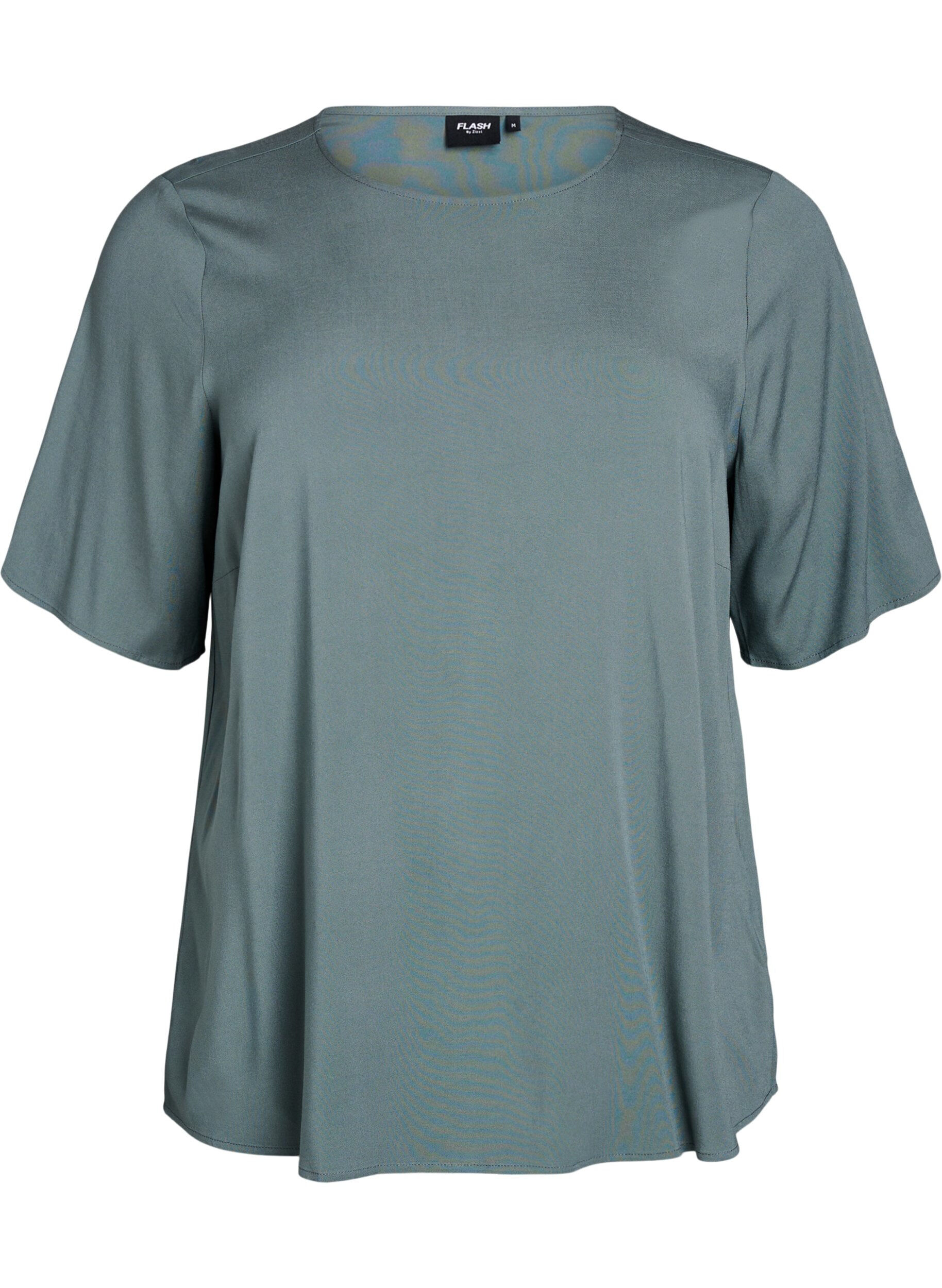 FLASH - Geweven blouse met korte mouwen en ronde hals