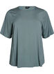 Geweven blouse met korte mouwen en ronde hals, Groen, Packshot image number 0