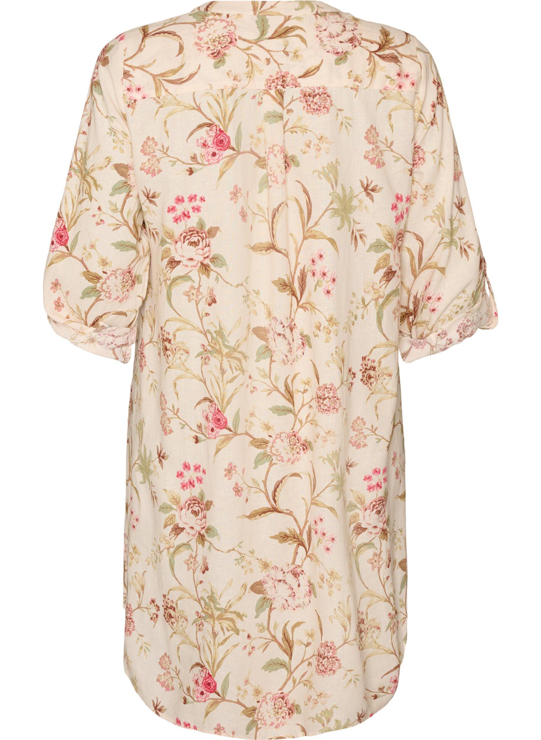ZizziLang shirt in linnen en viscose, Vanille, Packshot image number 1
