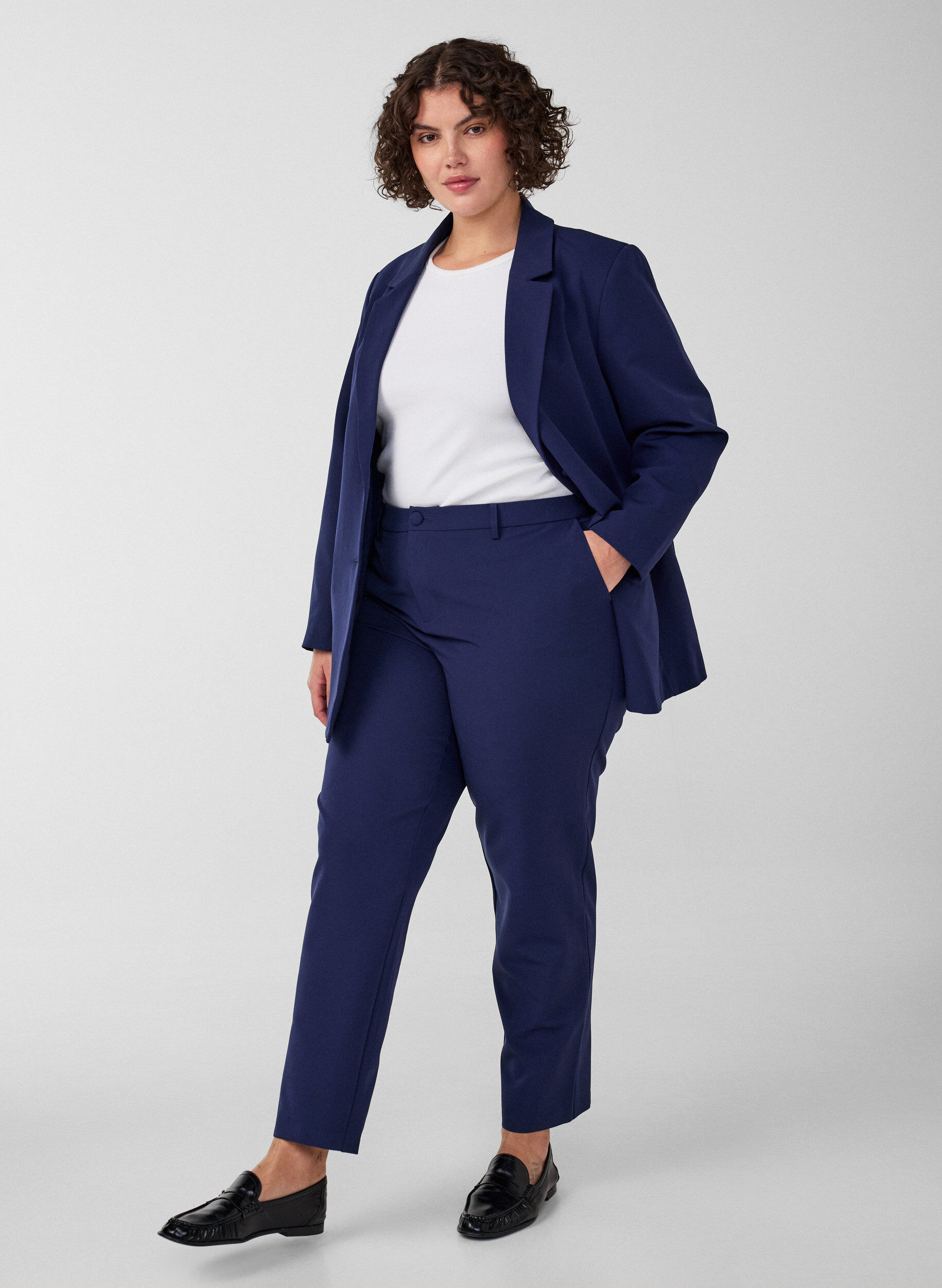 Broek met zakken en rechte pijpen, Blauw, Model