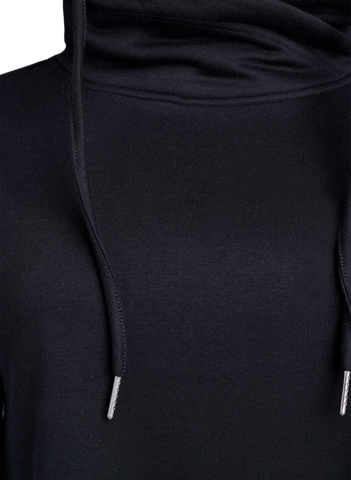 FLASH - Kort sweatshirt jurk met hoge kraag en zakken, Zwart, Packshot image number 2