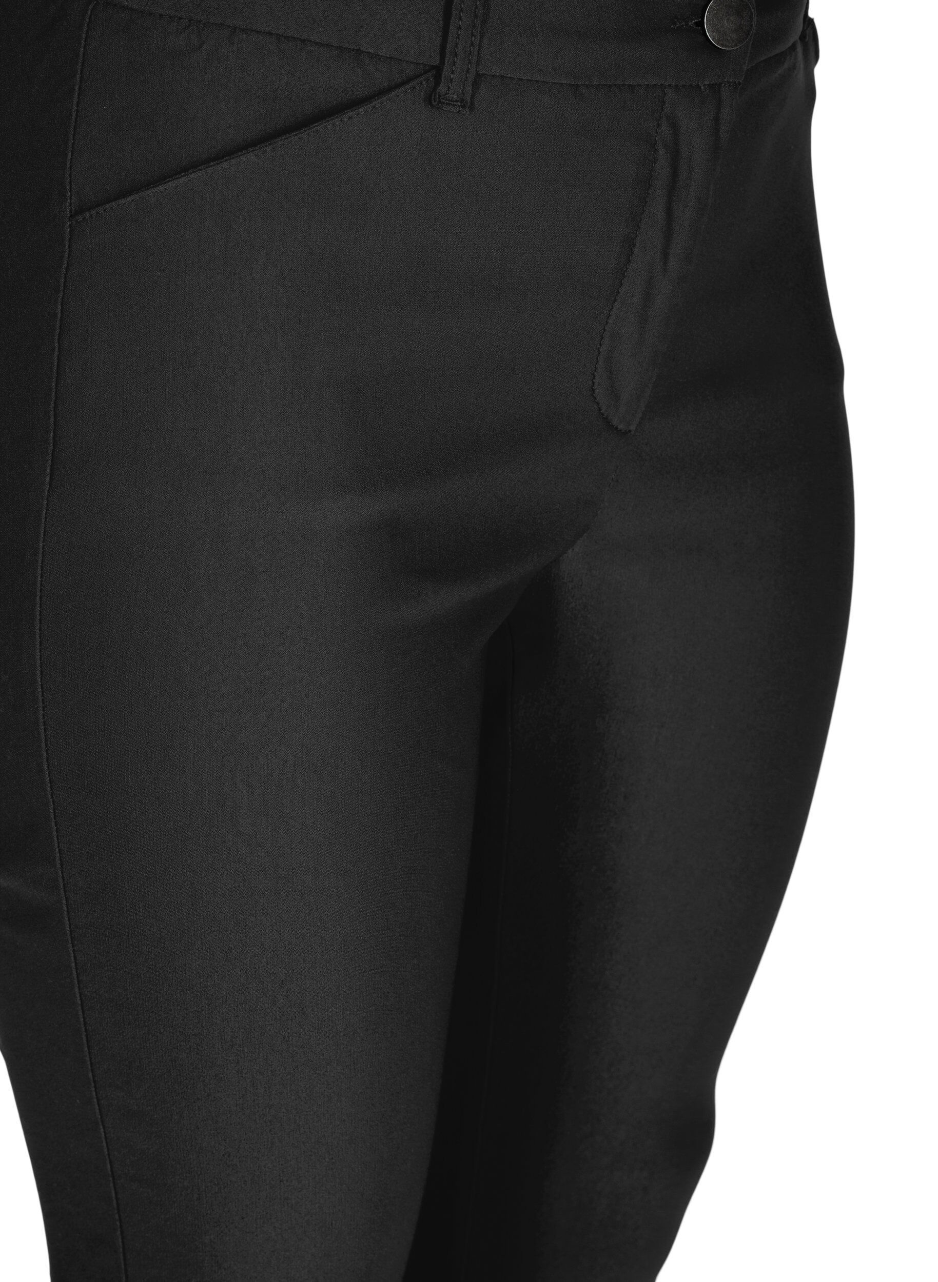 Zizzi Cropped broek met een lichte glans, Black, Packshot image number 2