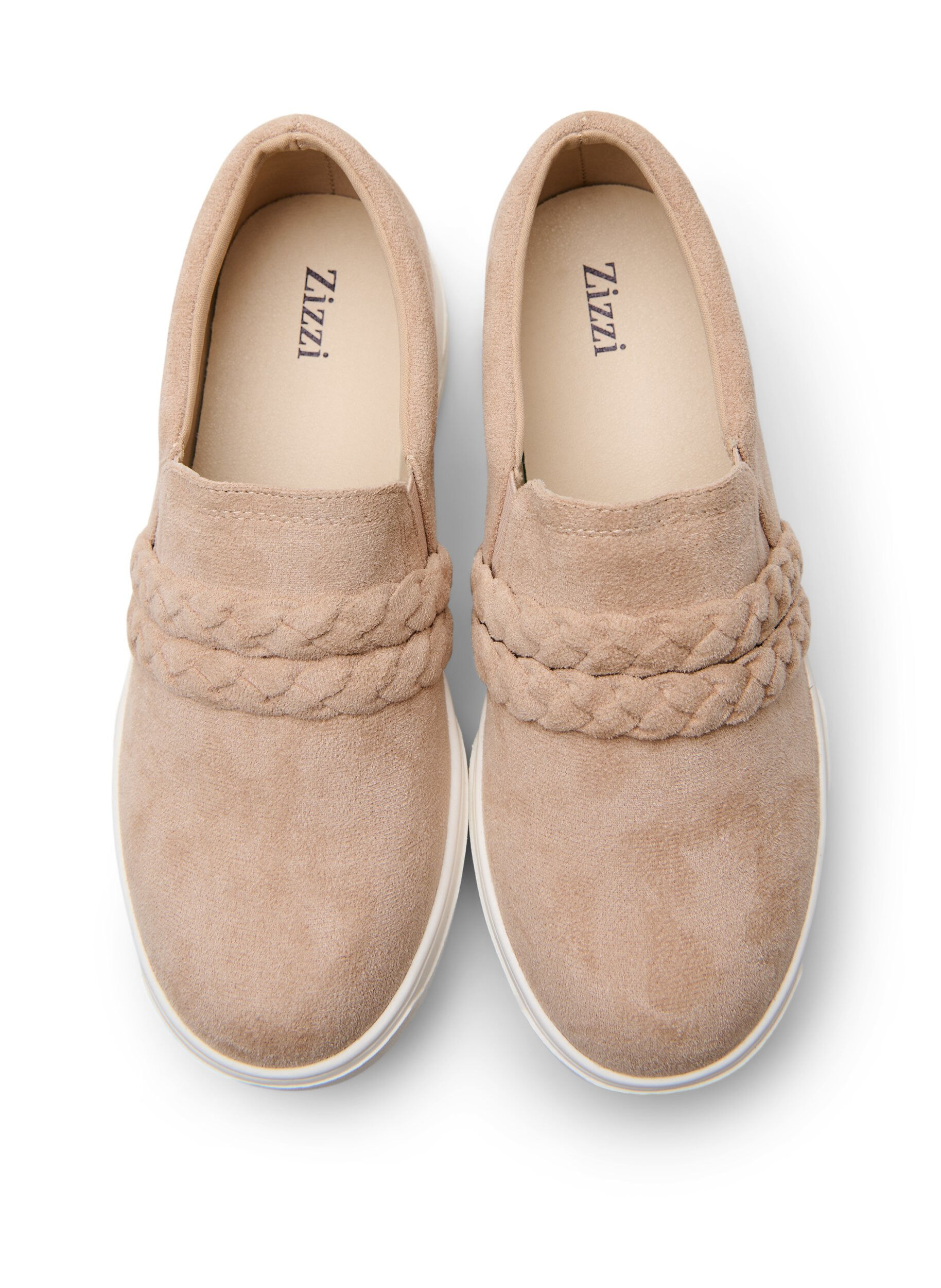Zizzi Schoenen in imitatie-su&egrave;de met gevlochten bandjes, Beige, Packshot image number 2