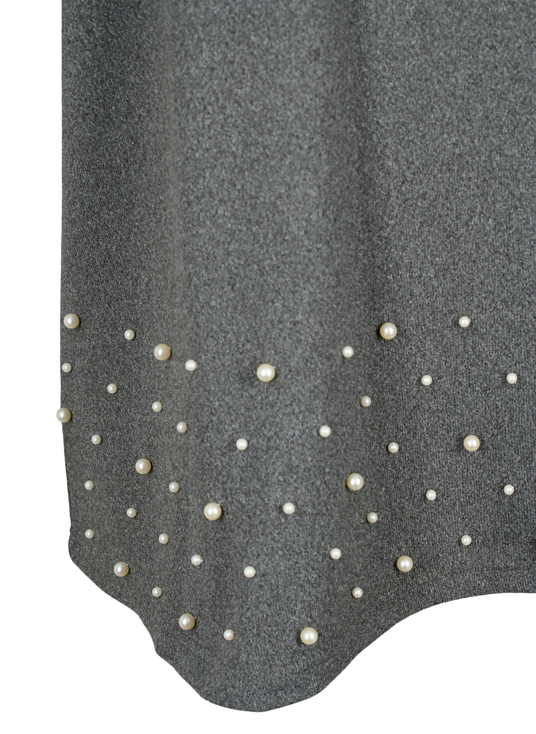 Zizzi Blouse met parels en 3/4 mouwen, Dark Grey Melange, Packshot image number 3