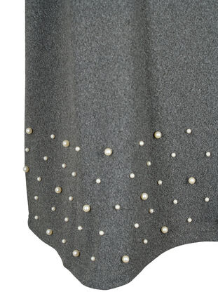 Blouse met parels en 3/4 mouwen, Dark Grey Melange, Packshot image number 3