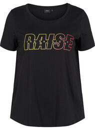 Sport-T-shirt met print, Black w. Raise