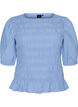 Smock blouse met volantzoom en boothals, Blauw, Packshot image number 0