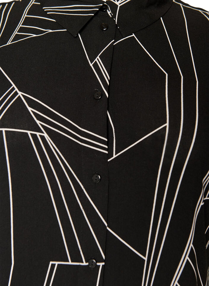 Losvallend lang shirt van viscose, Zwart, Packshot image number 2