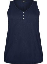 Tanktop in biologisch katoen met V-hals en knopen, Blauw