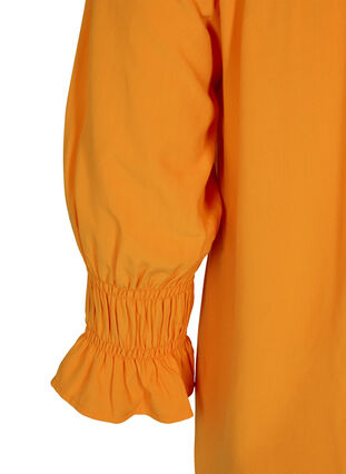 Viscose blouse met knoopsluiting en 3/4-mouwen, Tangelo, Packshot image number 3