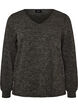 Jersey blouse met V-hals en lange mouwen, Zwart, Packshot image number 0