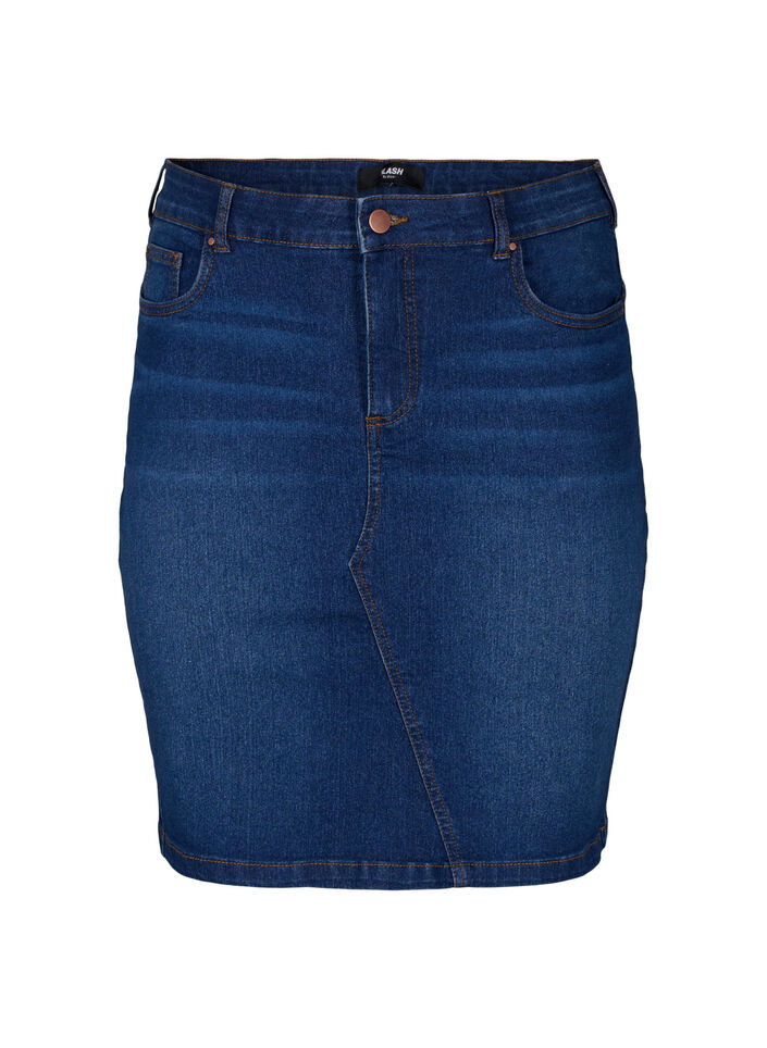 FLASH - Nauwsluitende denim rok, Blauw, Packshot image number 0