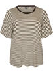 T-shirt met TENCEL&trade; Lyocell en strepen, Bruin, Packshot image number 0