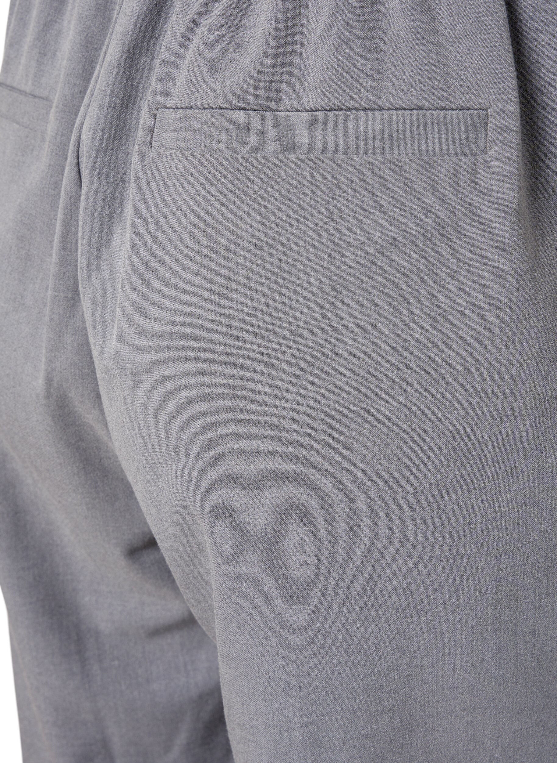 Zizzi Grijs gem&ecirc;leerde broek met elastiek in de taille, Medium Grey Melange, Packshot image number 3