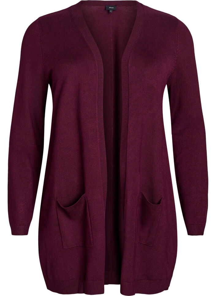 Lang gebreid vest van een viscose mix, Rood, Packshot image number 0