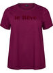 T-shirt van biologisch katoen met velourstekst, Paars, Packshot image number 0