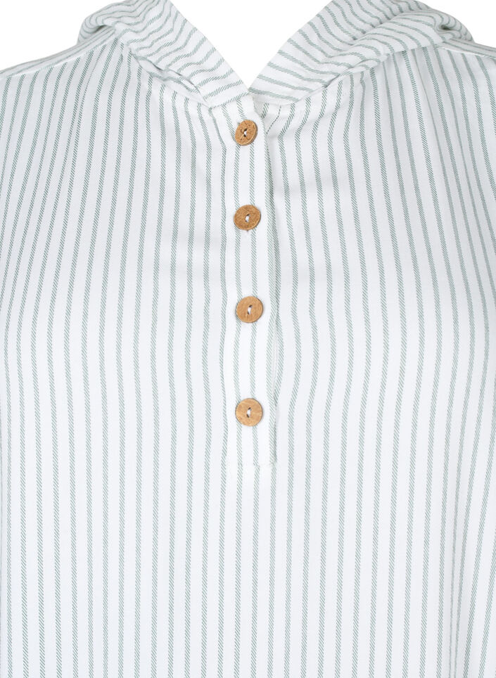 Tuniek van viscose met korte mouwen en capuchon, Chinois Green Stripe, Packshot image number 2