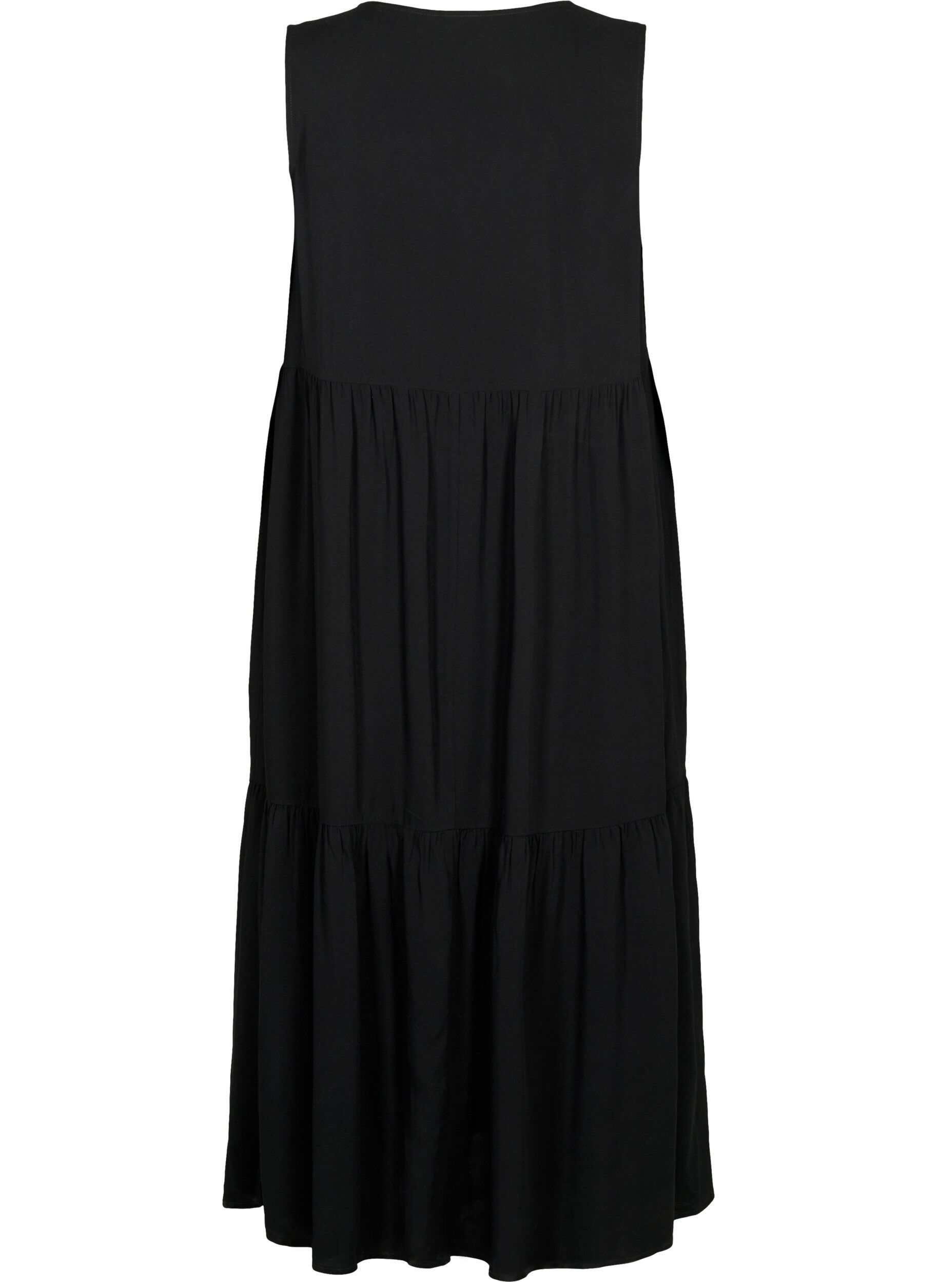 Zizzi Mouwloze maxi-jurk van viscose, Black, Packshot image number 1