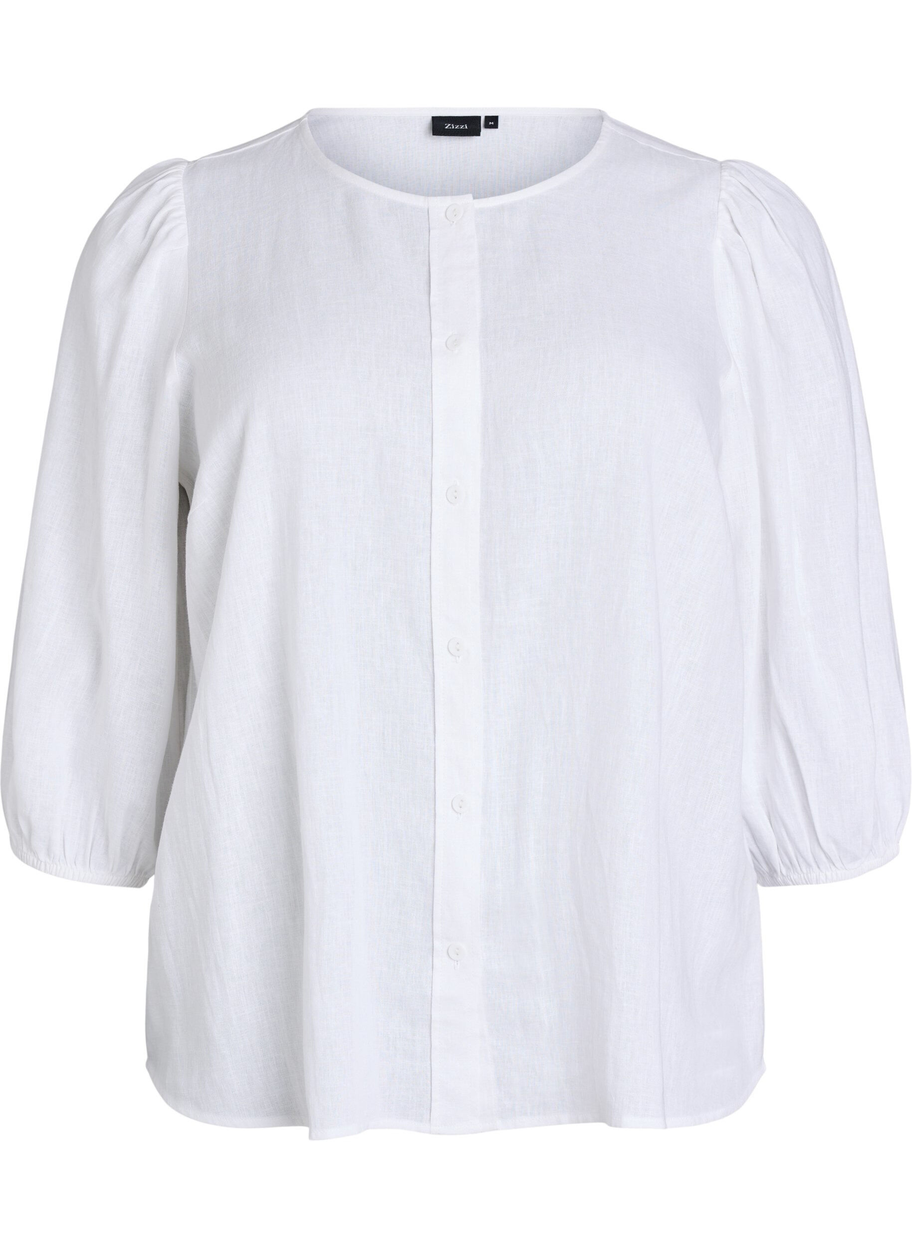 Shirtblouse in linnen en viscose met 3/4-mouwen